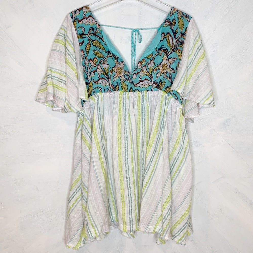 Free People Being Me Tunic Striped Boho Floral - Picture 4 of 8